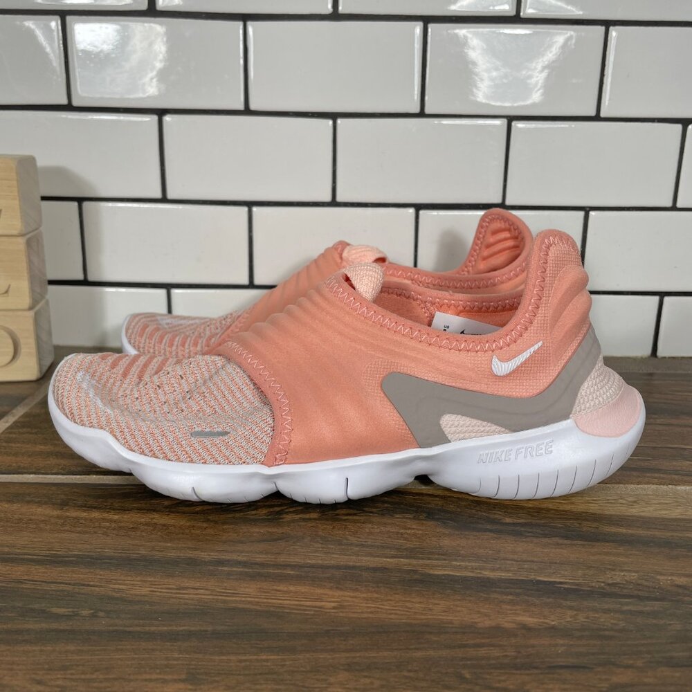 Nike Free RN Flyknit 3.0 Shoes Womens Size 6 Pink Quartz White Athletic Sneaker